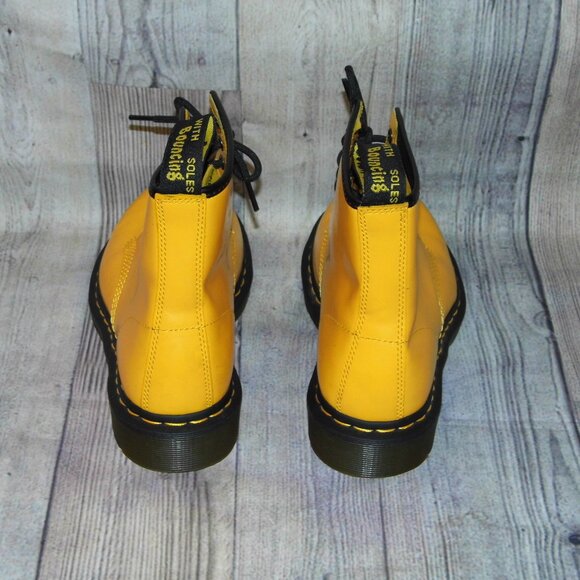 DR. MARTENS 1460 Smooth Yellow Leather Boots Womens Size 8 - Picture 5 of 7